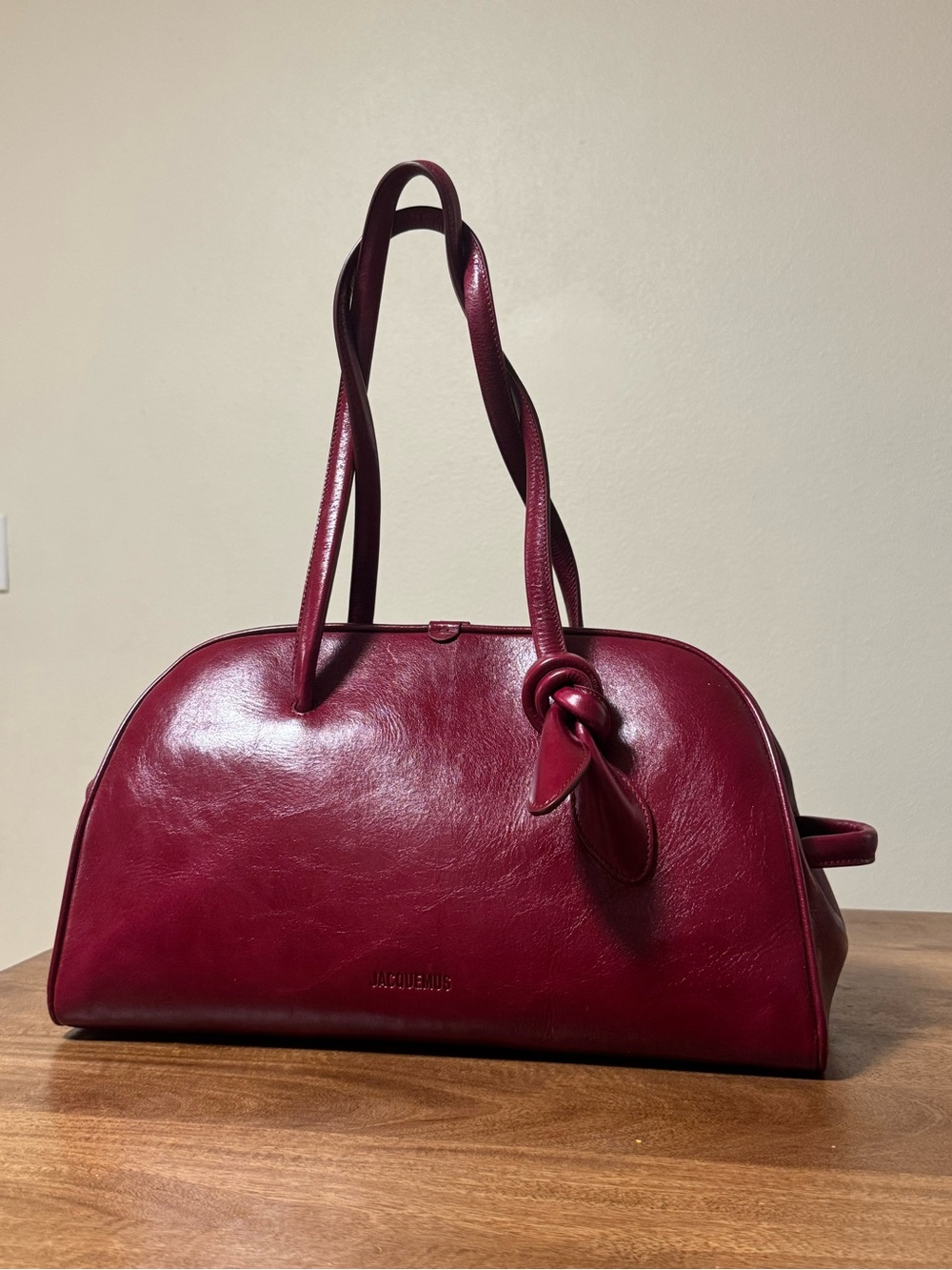Jacquemus Turismo Burgundy Leather Knot shoulder bag